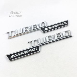 2 x Metal AMG TURBO letra Logo coche Auto emblema insignia pegatina pegatina para Mercedes