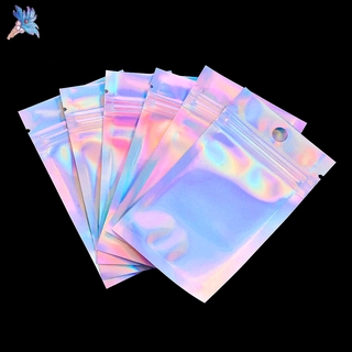 Diferentes tamaños láser de Color arco iris de papel de aluminio Zipline bolsas para joyas paquete de regalo