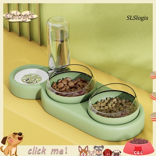 sgk_ alimentador de alimentos de gran capacidad giratorio de 360 grados de plástico doble automático de 15 grados basculable desmontable gatos perro alimentador para el hogar