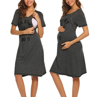 dialand _mujer maternidad manga corta Casual carta vestidos de lactancia materna