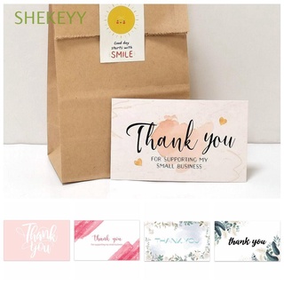SHEKEYY 30PCS 2.1x3.5 Inch Thank You Cards Unique Designs Greeting Appreciation Cardstock For Supporting My Small Business Gift Thanks Labels Pink Watercolor Package Insert Greenery Leaves (1)