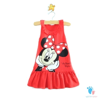 [Witty] vestido de verano con lindo vestido de caricatura de algodón para niñas de Mickey/vestido sin mangas/vestido para niñas/6 meses-5años (2)