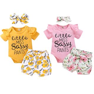 NNJXD 3 pzas/Conjunto de ropa de bebé de algodón/ropa de girasol con pantalones/Bandana/Traje de baño para bebés