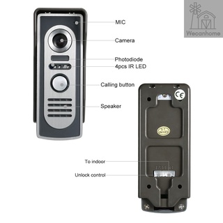 Owoo Kit De Interfone/video/puerta/teléfono De 7 pulgadas/pantalla táctil/impermeable/Monitor De interiores/visión nocturna/seguridad (2)