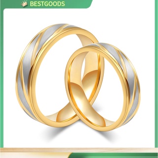 anillo simple de acero de titanio chapado en oro a la moda anillo de boda joyería regalo de navidad