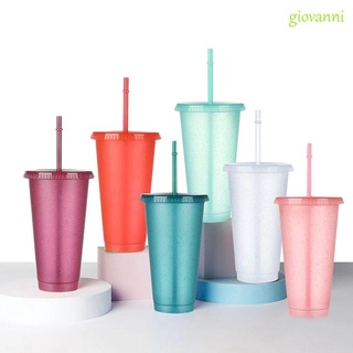 Giovanni 1 taza de paja para beber de boca ancha, vaso de plástico, regalos creativos, reutilizables, personalizados con pajitas, opción Multicolor, botella de agua, Multicolor, color Multicolor