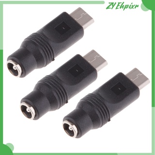 3x DC Power Adapter, Type-C USB Male to 5.5x2.1mm Female Jack Plug for Computer PC