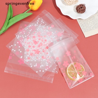 Spef 100 Unids/Set Dots Cherry Blossoms Cookie Candy Bag Plástico Titular De Paquete De Regalo Gratis (1)