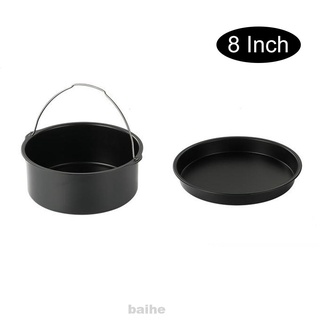 2 unids/set de accesorios para freidora de aire redondo para hornear cocina lavavajillas seguro negro pastel barril para Ninja