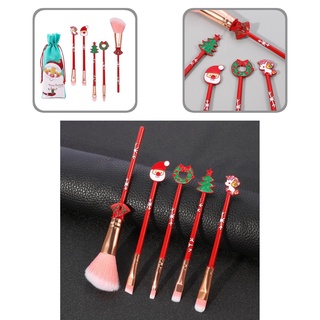 [Tninguly] Red Blush Brush Christmas Makeup Brushes Set Handle Tools Uniform Shading for Female