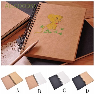 ALLGOODS1 School Supplies Sketchbook Blank Paper Crafts Notebook School Stationery Drawing Lettering Supplies Painting Drawing Kids Gift Spiral Bound Retro Art Paper