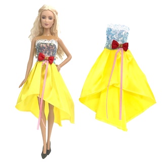 Noble amarillo vestido Casual traje para Barbie accesorios muñeca