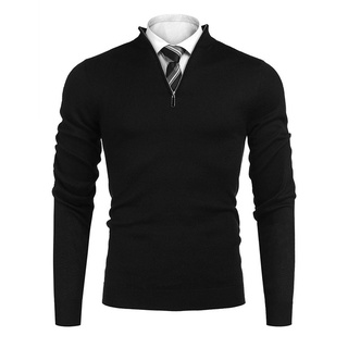 Los hombres suéter camisa suave camiseta cuello alto invierno fondo de manga larga (4)