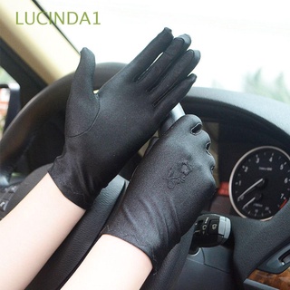 lucinda1 1 par/5 pares de guantes de conducción etiqueta manoplas mujeres guantes elásticos spandex protector solar verano bordado corto guantes de dedo/multicolor