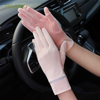 Hilario hielo seda verano malla transpirable Anti-UV UPF 50+ guantes protector solar guantes de conducción/Multicolor