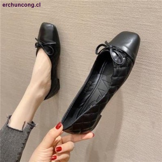 Peas shoes women s spring 2021 new square-toe small fragrant single shoes women s shallow mouth all-match soft sole black professional