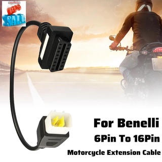 Motorcycle 6 Pin to OBD2 16 Pin Fault Diagnosis Adapter Cable for Benelli for DELPHI ECU (1)