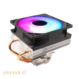 ynxxxx Silent CPU Cooler LGA/2011/115X/775 3 Pin PC Cooling Radiator 2 Copper Tubes 5 Colors LED Cooling Fan