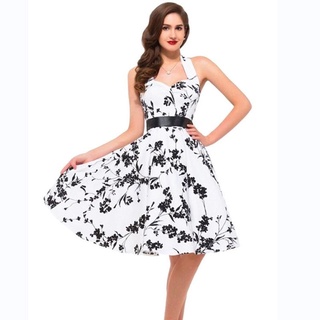 mujer verano más tamaño audrey hepburn floral túnica retro swing vintage rockabilly vestidos (2)