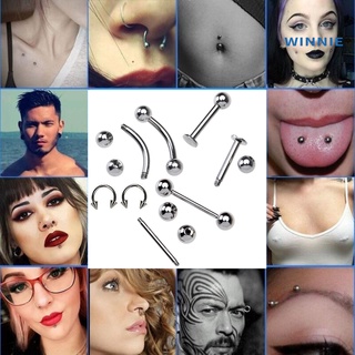 [winnie] 20 piezas de piercing de cuerpo para joyería, kit de herramientas para vientre, lengua, cejas, pezón, labio