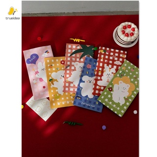 trueidea 6pcs bolsa de papel de almacenamiento de aperitivos embalaje regalo embalaje galleta caramelo bolsa mini bolsa con pegatinas coreano oso color cuadros lindo dibujos animados