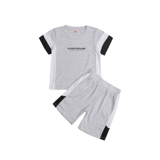 Ljw-Little camiseta y pantalones cortos conjunto de moda contraste Color manga corta Tops y pantalones cortos (7)