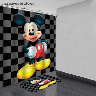 eseayoubrztcwc mickey mousebathroom juego de alfombras impermeables de poliéster tela de baño cortina de ducha cl
