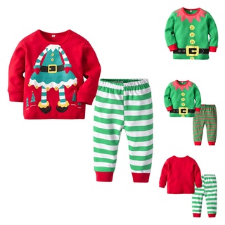Conjunto De ropa Para niños tronicimog De navidad con estampado De dibujos y pantalones a rayas Para bebés/niñas/niños (1)