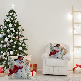 LUMBA 45x45cm Fundas De Cojín Árbol De Navidad Decoraciones Funda De Almohada Santa Claus Año Nuevo Muñeco De Nieve Sofá Impreso Feliz Hogar Decoración (5)