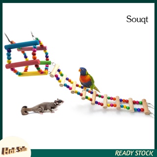 Sqyn Parrot Bird Hamster juguete colorido madera Swing escalada escalera puente jaula