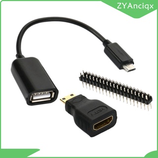 Mini-HDMI macho a HDMI hembra Micro USB GPIO para Raspberry Pi Zero negro