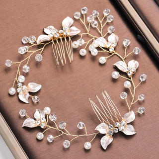 Diadema con pedrería De perlas y perlas Para novia (4)