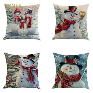 EXNER Printed Cushion Covers Deer Christmas Decorations Pillow Case Santa Claus New Year Christmas Tree Snowman Couch 45x45cm Home Sofa Decor