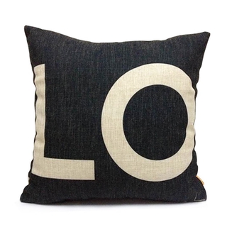 Funda de almohada con estampado de carta, funda de almohada de amor, cuadrada, resistente, de lino, funda de almohada (LO)