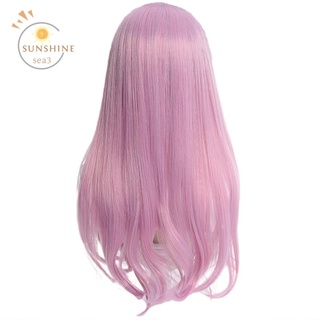 peluca rosa natural onda sintética cosplay peluca para niñas mujeres