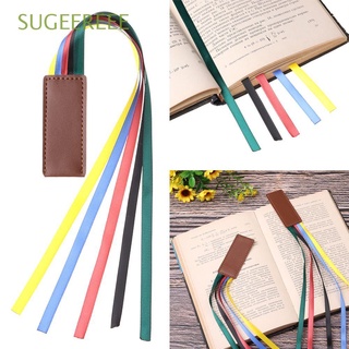 SUGEEREEE Colorful Ribbon Bookmark Multi Page Artificial Leather Bookmark Reading Leatherette Books Practical Markers