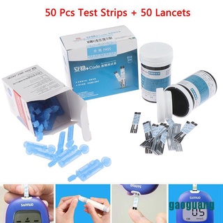 [gao] tiras de prueba de glucosa en sangre código diabético 50 piezas + papel de prueba 50 pzs agujas lancetas