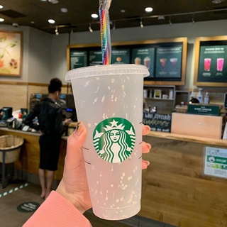 700Ml Starbucks taza de paja de plástico con tapa taza de agua botella reutilizable plástico vaso regalos colorido de alta calidad