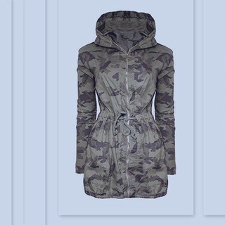 Women Camouflage Hooded Coat Zip Army Jacket Parka Outwear Casual Windbreaker (5)