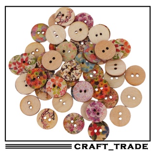 (Craft) 50 pzs botones De Flor Vintage redondos De madera con 2 agujeros Para álbum De recortes/manualidades Para niños