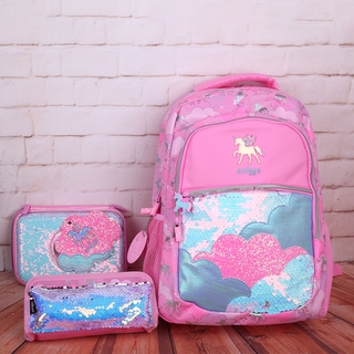 Smiggle Australia niños bolsas de la escuela niñas rosa unicornio felpa mochila lápiz bolsa de papelería conjunto de estudiantes