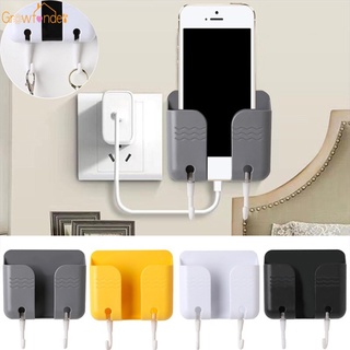 Universal Wall Mounted Mobile Phone Charging Bracket Self-Adhesive Remote Control Organizer Box Rack with 2 Hooks (1)