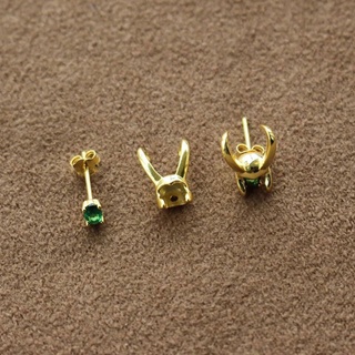 ZJJ New Stylish Earrings Gold Color Metal Helmet Green Artificial Crystal Gemstone Loki Helmet Shape Female Stud Earrings (7)