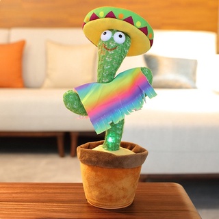 uni dancing cactus juguete electrónico cactus, vibración electrónica bailando cactus, canto y swinging sombrero de paja maceta planta, peluche eléctrico regalos para niños