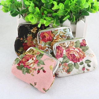 chink vintage monederos pequeños estampado floral rosa flor cambio bolsa mujer titular de la tarjeta retro mini cartera/multicolor