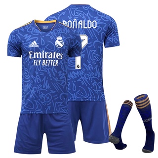 21/22 Real Madrid Fuera Camisetas Para Hombre Uniformes De Fútbol Traje Conjunto Camisa + Pantalones Cortos_zcshome.cl