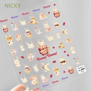 nicky - calcomanías de acrílico para uñas, ultrafinas, decoración de uñas, 5d, grabado, lindo encanto, oso, cachorro, perro, conejo japonés, autoadhesivo