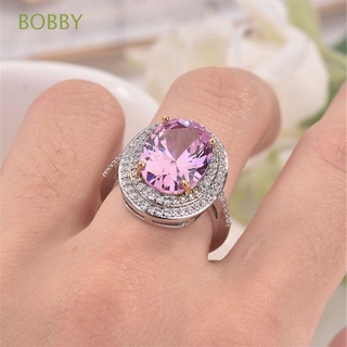 bobby tamaño 5-11 rosa zafiro anillo joyería 925 plata simulación diamante mujeres compromiso moda aniversario boda
