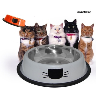 Be-Stainless acero mascota perro antideslizante comida agua tazón cara gato impreso plato alimentador (4)