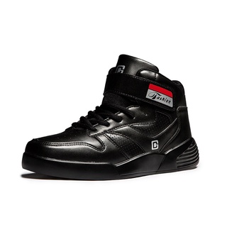 Tamaño 38-46 hombres Casual Skateboard zapatos de moda de cuero de la PU Tops altos zapatillas de deporte negro